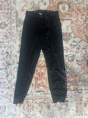 Juicy Couture Black Velour Track Pants with Embellished Logo